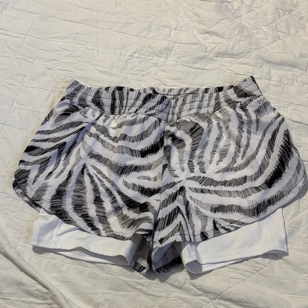DSG Black and‎ White Zebra Print Athletic Shorts